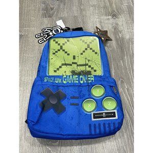 Space Junk 18.5" Game Over Backpack Book School Blue Adjustable Straps New AD